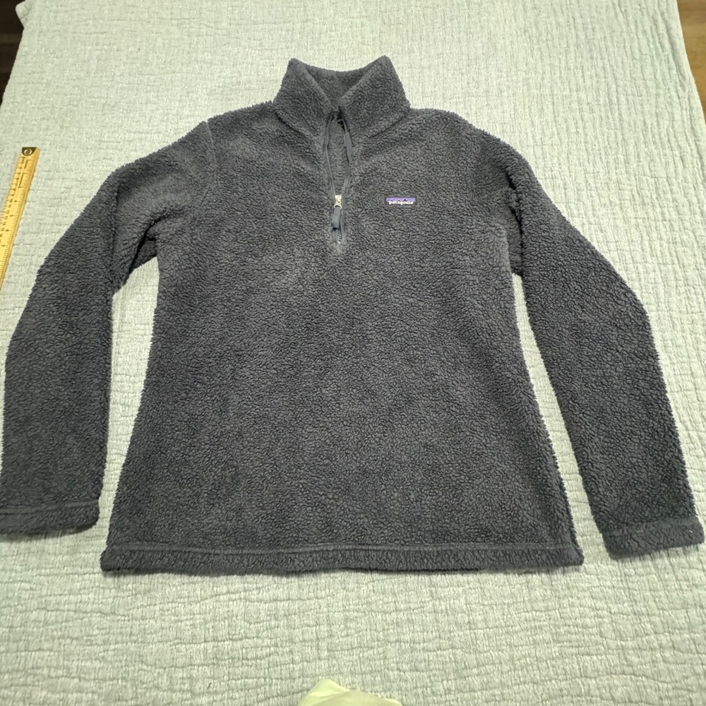 Patagonia Deep Pile 1/4 Zip Pullover Women's Large Black Sherpa Fleece Mock Neck